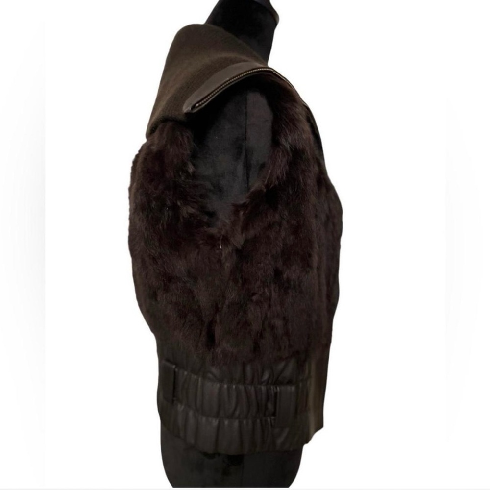 Heart Moon Star Brown Fur Vest High Collar - Picture 2 of 5